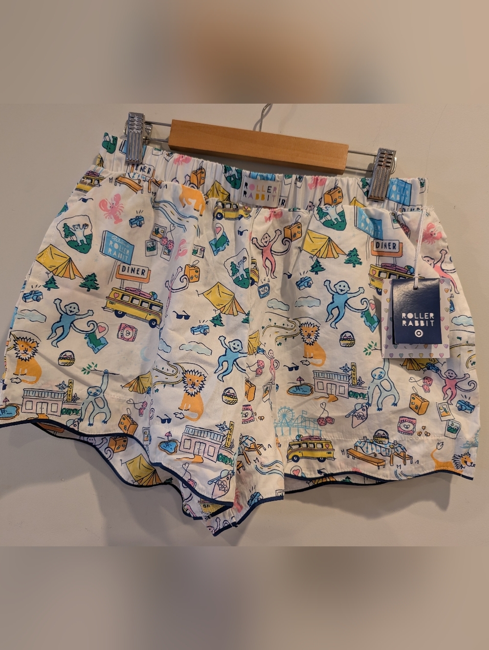 Roller Rabbit Target White Multicolor Printed Boxer Shorts New S Loungewear PJ